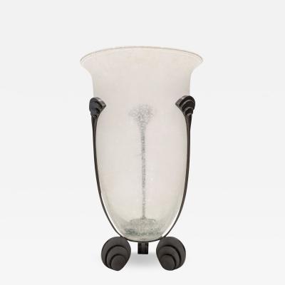 Karl Springer Karl Springer Monumental Hand Blown Scavo Glass and Bronze Urn 1980s