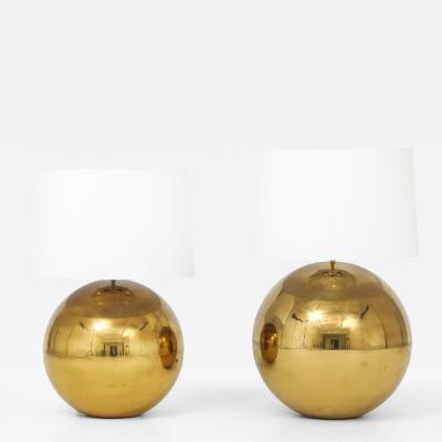 Karl Springer Karl Springer Orb Brass Large And Small Table Lamps