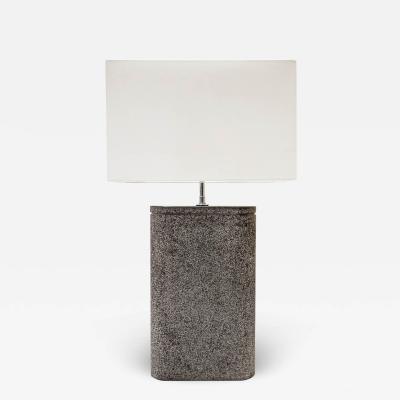 Karl Springer Karl Springer Oval Table Lamp In Black Granite with Lavastone Finish 1980s