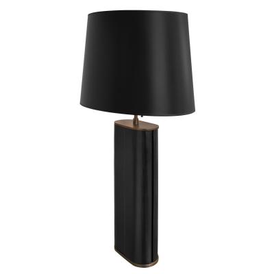 Karl Springer Karl Springer Oval Table Lamp in Black Snake Skin and Bronze 1980s