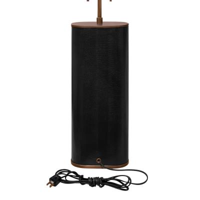 Karl Springer Karl Springer Oval Table Lamp in Black Snake Skin and Bronze 1980s