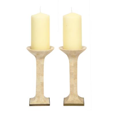 Karl Springer Karl Springer Pair of Candle Holders in Tessellated Coral 1980s