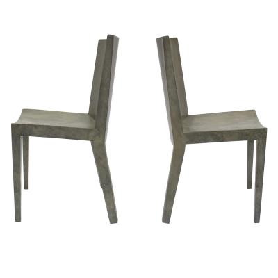 Karl Springer Karl Springer Pair of J M F Chairs in Gray Goatskin Lacquer 1980s