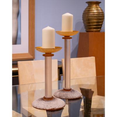 Karl Springer Karl Springer Pair of Unique Artisan Lucite Candle Holders 1980s