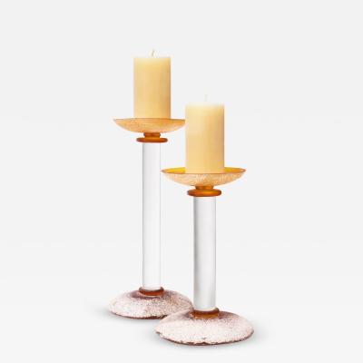 Karl Springer Karl Springer Pair of Unique Artisan Lucite Candle Holders 1980s