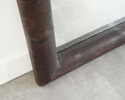 Karl Springer Karl Springer Patinated Embossed Leather Mirror C 1980s