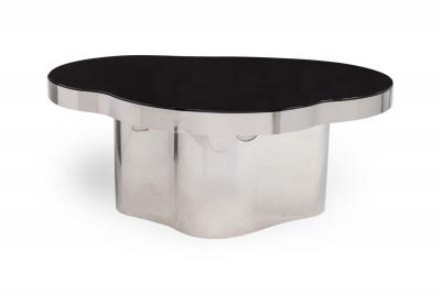 Karl Springer Karl Springer Polished Steel and Black Glass Freeform Center