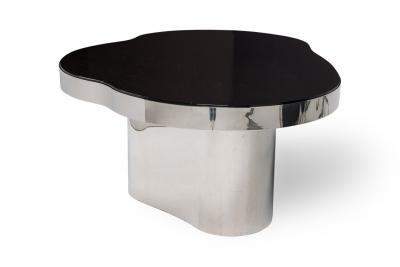 Karl Springer Karl Springer Polished Steel and Black Glass Freeform Center