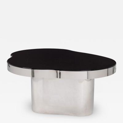 Karl Springer Karl Springer Polished Steel and Black Glass Freeform Center