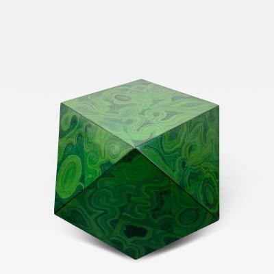 Karl Springer Karl Springer Polyhedron Faux Malachite Occasional Table
