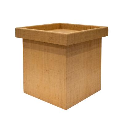 Karl Springer Karl Springer Prototype Box Table with Tray Top in Grasscloth 1976 1978