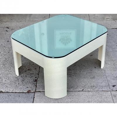 Karl Springer Karl Springer Raffia Clad Coffee Table