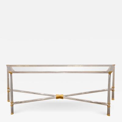 Karl Springer Karl Springer Rare Jansen Style Console Table in Polished Chrome and Brass 1980s