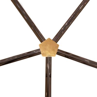 Karl Springer Karl Springer Rare Jansen Style Table in Polished Gunmetal and Brass 1980s