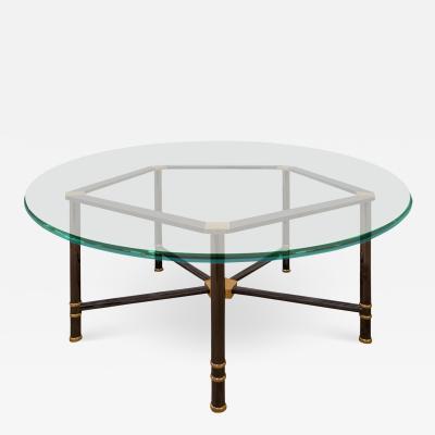 Karl Springer Karl Springer Rare Jansen Style Table in Polished Gunmetal and Brass 1980s