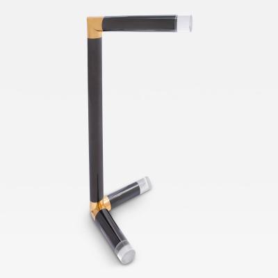 Karl Springer Karl Springer Rare Sculpture Reading Lamp in Gunmetal and Brass 1980s