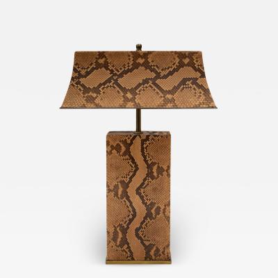 Karl Springer Karl Springer Rare and Iconic Pagoda Lamp in Python and Bronze 1970s