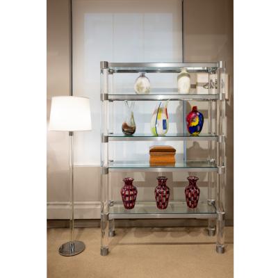 Karl Springer Karl Springer Round Leg Etagere in Solid Lucite and Steel 1980s