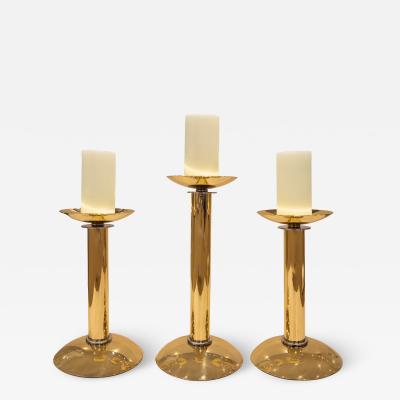Karl Springer Karl Springer Set Of 3 Iconic Brass and Chrome Candle Holders 1984