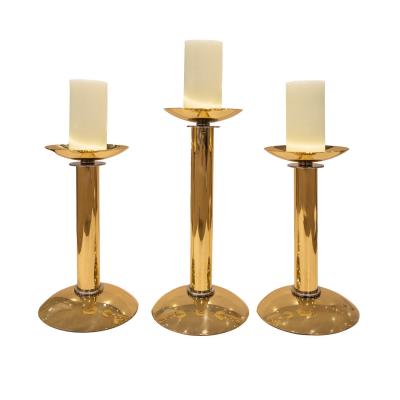 Karl Springer Karl Springer Set Of 3 Iconic Brass and Chrome Candle Holders 1984