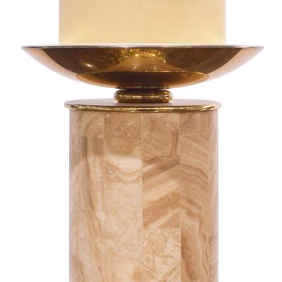 Karl Springer Karl Springer Set of 4 Candle Holders in Travertine and Brass 1980s