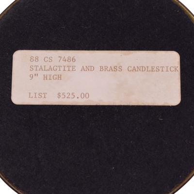 Karl Springer Karl Springer Set of 4 Candle Holders in Travertine and Brass 1980s