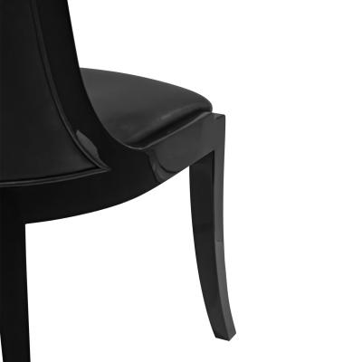 Karl Springer Karl Springer Set of 4 Dining Game Chairs in Black Lacquer 1980s