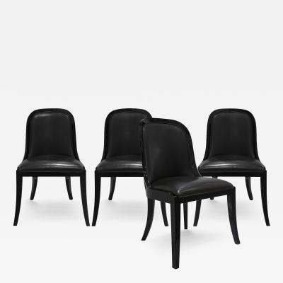 Karl Springer Karl Springer Set of 4 Dining Game Chairs in Black Lacquer 1980s