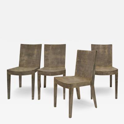 Karl Springer Karl Springer Set of 4 Exceptional J M F Chairs in Lacquered Goatskin 1980s