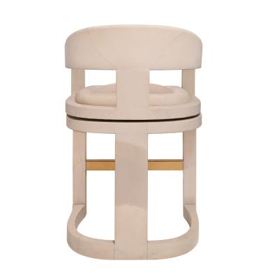 Karl Springer Karl Springer Set of 4 Swiveling Onassis Bar Stools in Suede 1980s