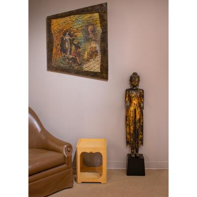 Karl Springer Karl Springer Standing Buddha Sculpture in Gilt Bronze 19th Century