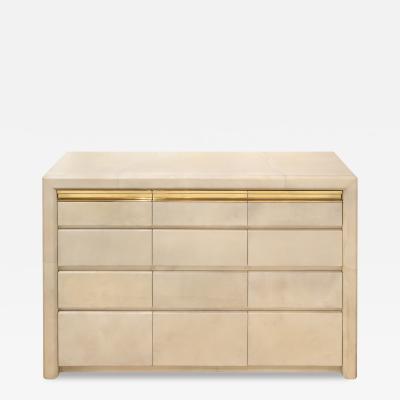 Karl Springer Karl Springer Stunning Chest of Drawers in Lacquered Goatskin 1980s