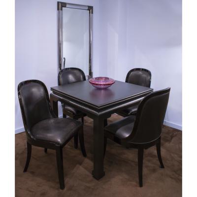 Karl Springer Karl Springer Stunning Flip Top Game Dining Table in Lacquered Linen 1980s