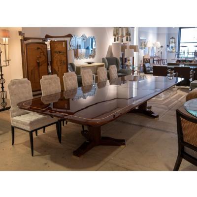 Karl Springer Karl Springer Stunning Monumental Dining Table in Rosewood with Inlay 1980s