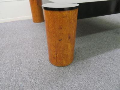 Karl Springer Karl Springer Style Burled Olive Wood Lacquer Coffee Cocktail Table Mid Century