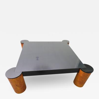 Karl Springer Karl Springer Style Burled Olive Wood Lacquer Coffee Cocktail Table Mid Century