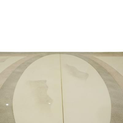 Karl Springer Karl Springer Style Extension Dining Table with Artisan Faux Goatskin 1980s