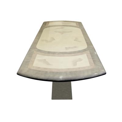 Karl Springer Karl Springer Style Extension Dining Table with Artisan Faux Goatskin 1980s