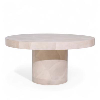 Karl Springer Karl Springer Style Faux Goatskin Expanding Dining Table with 4 Leaves