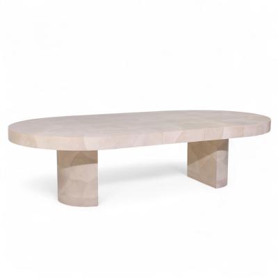 Karl Springer Karl Springer Style Faux Goatskin Expanding Dining Table with 4 Leaves