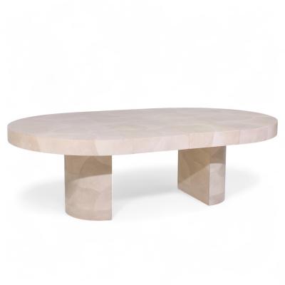 Karl Springer Karl Springer Style Faux Goatskin Expanding Dining Table with 4 Leaves