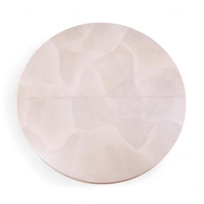 Karl Springer Karl Springer Style Faux Goatskin Expanding Dining Table with 4 Leaves