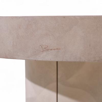 Karl Springer Karl Springer Style Faux Goatskin Expanding Dining Table with 4 Leaves