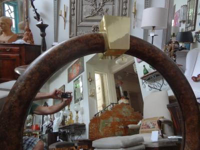 Karl Springer Karl Springer Style Faux Tortoise Shell Mirror with Brass Keystone