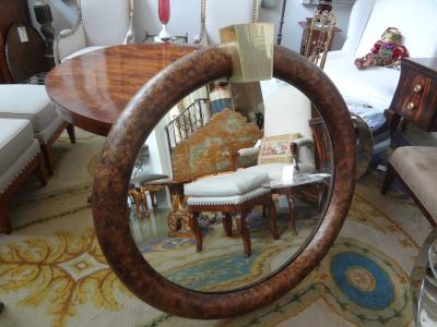 Karl Springer Karl Springer Style Faux Tortoise Shell Mirror with Brass Keystone