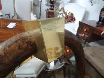 Karl Springer Karl Springer Style Faux Tortoise Shell Mirror with Brass Keystone