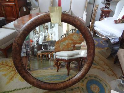 Karl Springer Karl Springer Style Faux Tortoise Shell Mirror with Brass Keystone