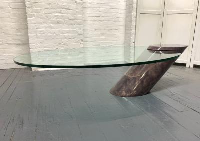 Karl Springer Karl Springer Style Goatskin Cantilevered Coffee Table
