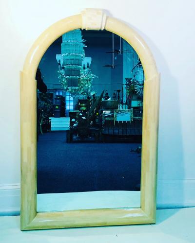 Karl Springer Karl Springer Style Lacquered and Tessellated Large Scale Mirror