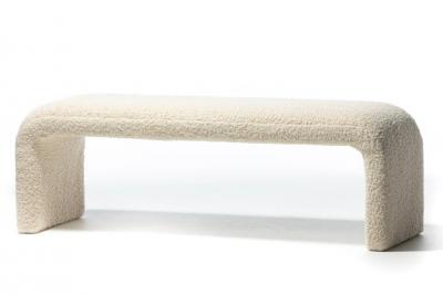 Karl Springer Karl Springer Style Large Waterfall Bench in Ivory Boucl 